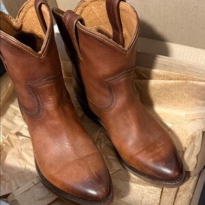 Frye Tan Leather Cowboy Boots